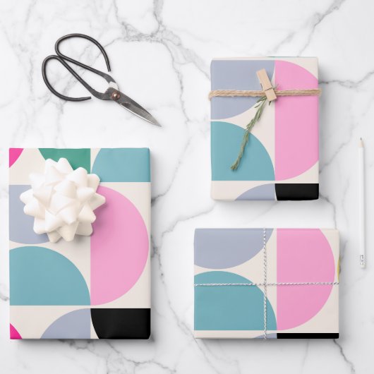 Kleurrijk Midden-eeuws modern Abstract patroon Inpakpapier Vel (Voorkant)