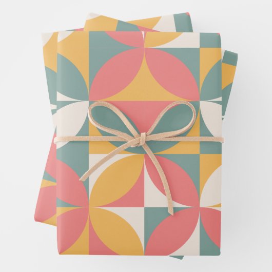 Kleurrijk Midden-eeuws modern Abstract patroon Inpakpapier Vel (In situ)