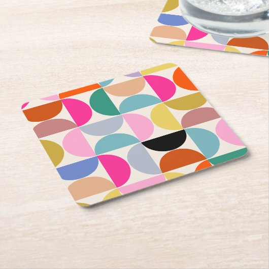 Kleurrijk Midden-eeuws modern Abstract patroon Kartonnen Onderzetters (Schuin)