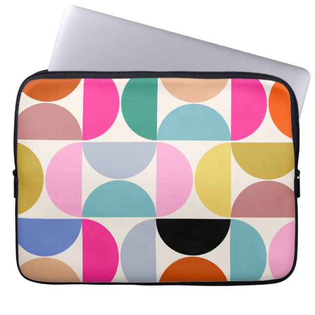 Kleurrijk Midden-eeuws modern Abstract patroon Laptop Sleeve (Voorkant)