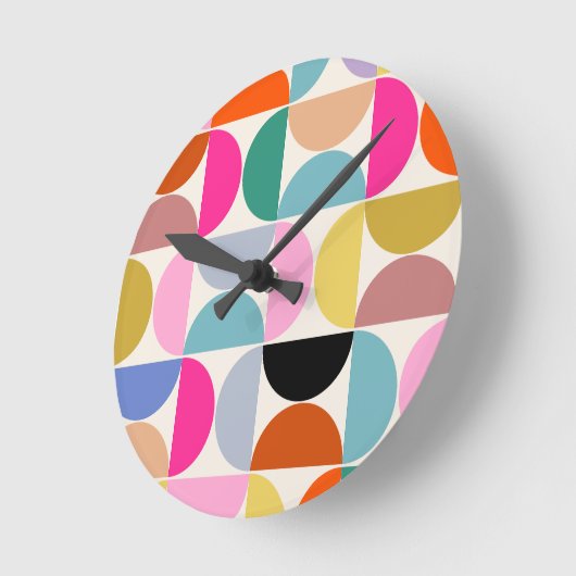 Kleurrijk Midden-eeuws modern Abstract patroon Ronde Klok (Hoek)