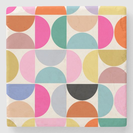 Kleurrijk Midden-eeuws modern Abstract patroon Stenen Onderzetter (Voorkant)