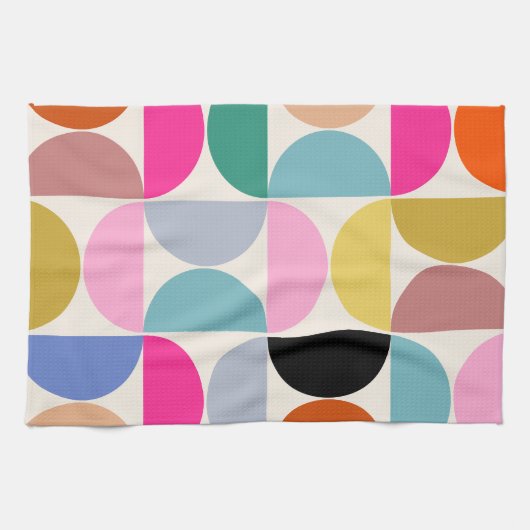 Kleurrijk Midden-eeuws modern Abstract patroon Theedoek (Horizontaal)