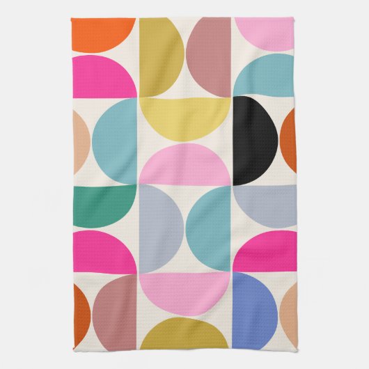 Kleurrijk Midden-eeuws modern Abstract patroon Theedoek (Verticaal)