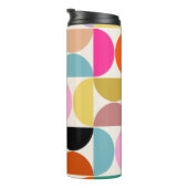 Kleurrijk Midden-eeuws modern Abstract patroon Thermosbeker (Geroteerd rechts)