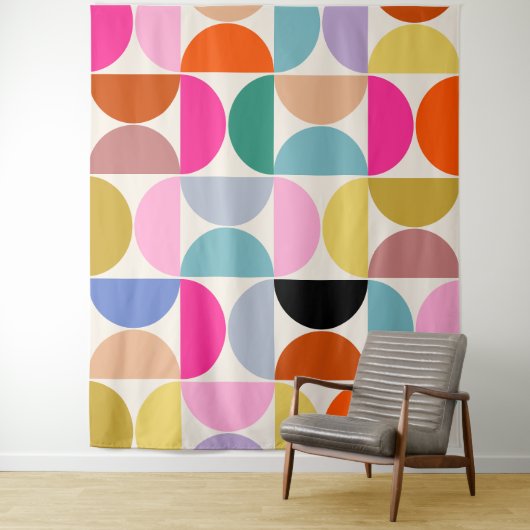 Kleurrijk Midden-eeuws modern Abstract patroon Wandkleed (In situ)