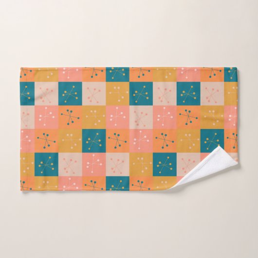 Kleurrijk middenpatroon van modern atoommotif bad handdoek (Handdoek)