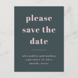 Kleurrijk minimalisme | Charcoal Blue De datum ops Uitnodiging Briefkaart