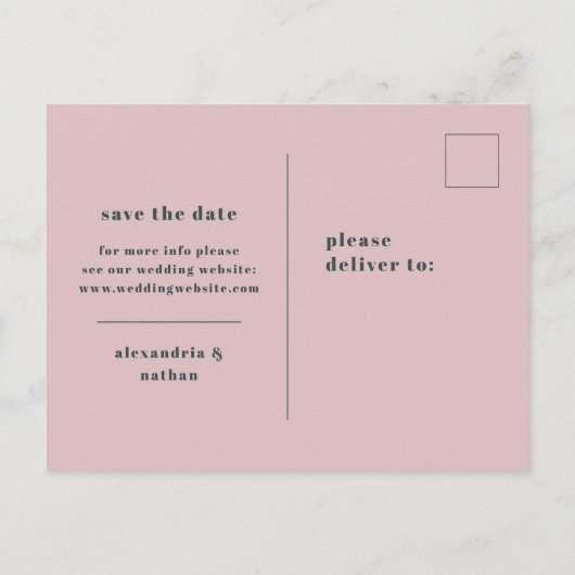 Kleurrijk minimalisme | Charcoal Blue De datum ops Uitnodiging Briefkaart (Achterkant)