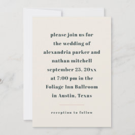 Kleurrijk minimalisme | Houtskool en Cream Bruilof Kaart