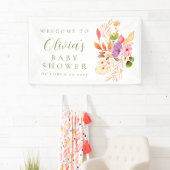 Kleurrijk minimalistisch bloemig Baby shower welko Spandoek (Insitu)