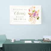 Kleurrijk minimalistisch bloemig Baby shower welko Spandoek (Beurs)