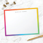 Kleurrijk minimalistisch modern regenboog rand Not Notitieblok<br><div class="desc">Dit leuke gepersonaliseerde notitieblok heeft een kleurrijke regenboogkleurige rand gepersonaliseerd met moderne typografie. Dit ontwerp is een uitstekende keuze voor iedereen EN maakt een leuk cadeau!</div>