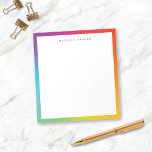 Kleurrijk minimalistisch modern regenboog rand Not Notitieblok<br><div class="desc">Dit leuke gepersonaliseerde notitieblok heeft een kleurrijke regenboogkleurige rand gepersonaliseerd met moderne typografie. Dit ontwerp is een uitstekende keuze voor iedereen EN maakt een leuk cadeau!</div>
