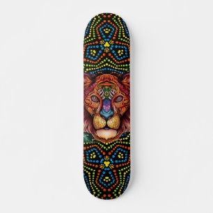 Kleurrijk Mixed Media Boho Dierenhoofd & Stip Kuns Persoonlijk Skateboard