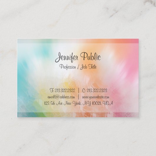 Kleurrijk Modern Abstract Kunst Trendy Elegant Des Visitekaartje (Achterkant)