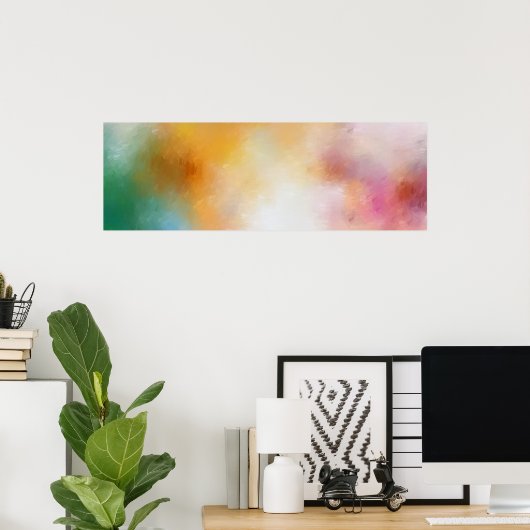 Kleurrijk modern Abstract kunstblauw groen roze Poster (Thuiskantoor)