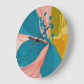 Kleurrijk modern, Abstract kunstlicht roze blauw Grote Klok (Hoek)