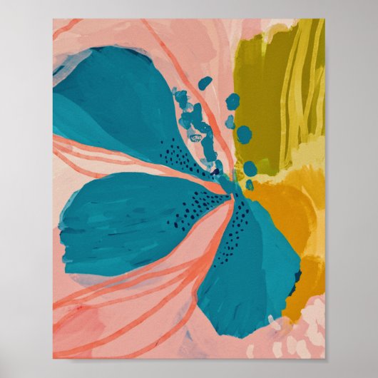 Kleurrijk modern, Abstract kunstlicht roze blauw Poster (Voorkant)