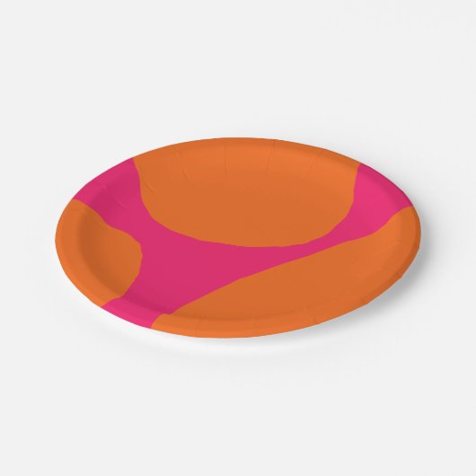 Kleurrijk modern abstract oranje en heet roze fees papieren bordje (Gekanteld)