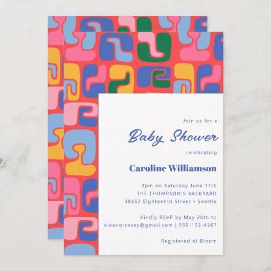 Kleurrijk modern Abstract rood uniek Baby shower Kaart (Voorkant / Achterkant)