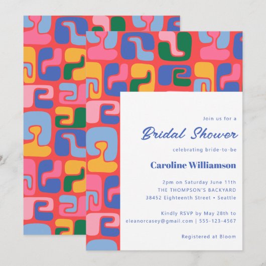 Kleurrijk modern Abstract rood uniek Vrijgezellenf Kaart (Voorkant / Achterkant)