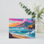 Kleurrijk modern Abstract strandlandschap Briefkaart (Staand voorkant)