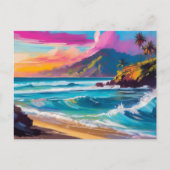 Kleurrijk modern Abstract strandlandschap Briefkaart (Voorkant)