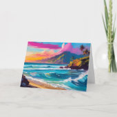 Kleurrijk modern Abstract strandlandschap Kaart (Voorkant)