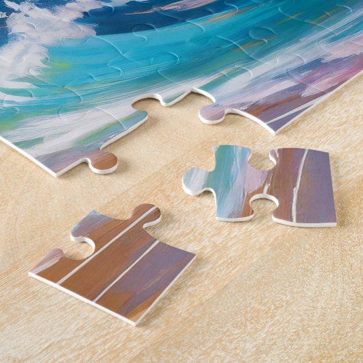 Kleurrijk modern Abstract strandlandschap Legpuzzel (Zijkant)