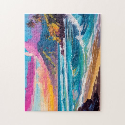 Kleurrijk modern Abstract strandlandschap Legpuzzel (Verticaal)