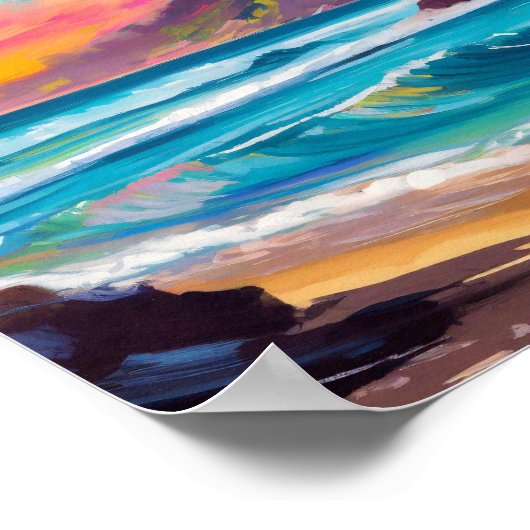 Kleurrijk modern Abstract strandlandschap Poster (Hoek)