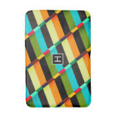Kleurrijk modern abstract strepen & monogram badmat (Voorkant Verticaal)