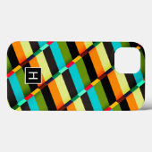 Kleurrijk modern abstracte strepen & monogram Case-Mate iPhone case (Achterkant (horizontaal))