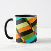 Kleurrijk modern abstracte strepen & monogram mok (Links)