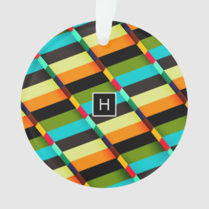 Kleurrijk modern abstracte strepen & monogram ornament