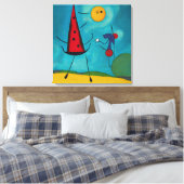 Kleurrijk Modern Abstractste Hallo Canvas Afdruk (Insitu (Slaapkamer))