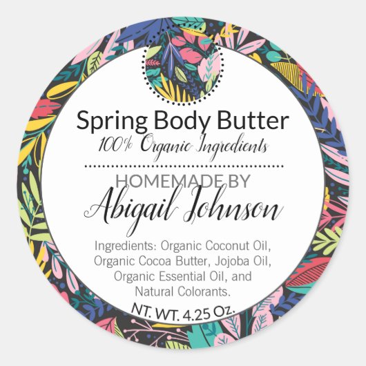 Kleurrijk modern blaasje met schuifknop / scrub-la ronde sticker (Voorkant)