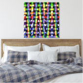 Kleurrijk modern blauw groen gele zigzagpatroon canvas afdruk (Insitu (Slaapkamer))