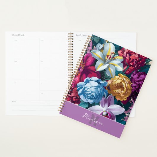 Kleurrijk modern bloemenmonogram planner (Display)