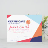 Kleurrijk modern certificaat van prestatie corpora (Staand voorkant)