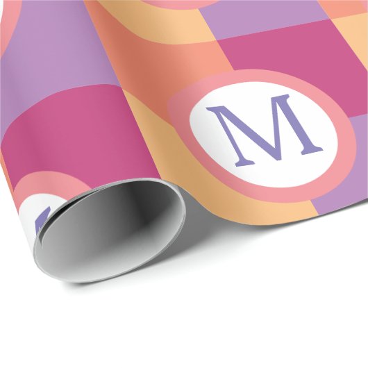 Kleurrijk Modern Custom Monogram Initiaal Cadeaupapier (Rol Hoek)