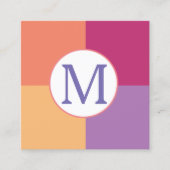Kleurrijk Modern Custom Monogram Initiaal Vierkante Visitekaartje (Voorkant)
