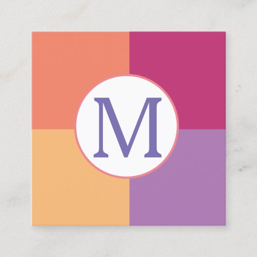 Kleurrijk Modern Custom Monogram Initiaal Vierkante Visitekaartje (Voorkant)