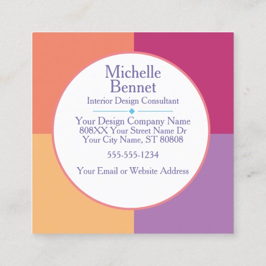 Kleurrijk Modern Custom Monogram Initiaal Vierkante Visitekaartje (Achterkant)