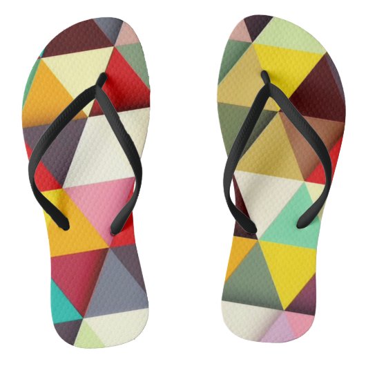 Kleurrijk Modern Driehoekpatroon Teenslippers (Voetbed)