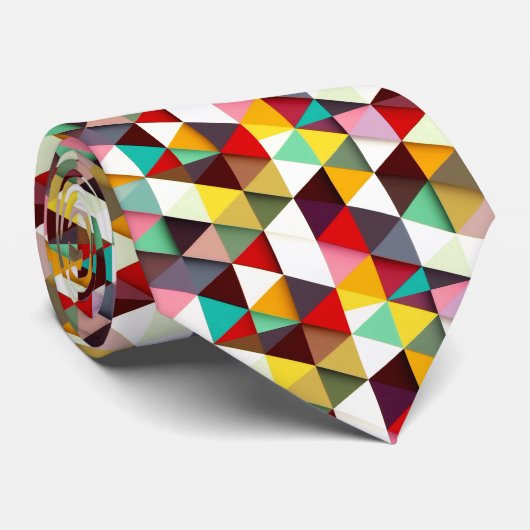 Kleurrijk modern driehoekspatroon stropdas (Opgerold)