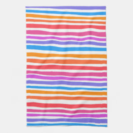 Kleurrijk modern eenvoudig regenboogpatroon theedoek