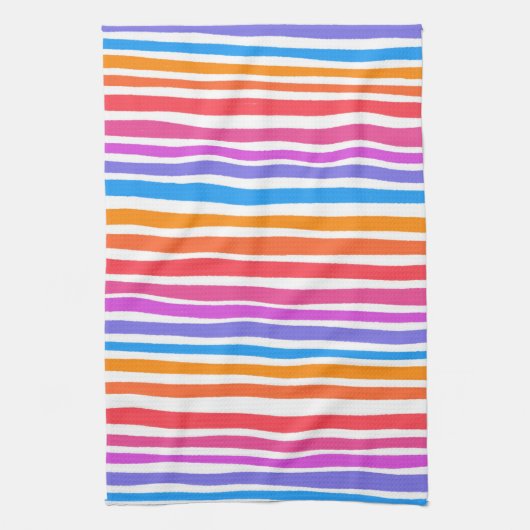 Kleurrijk modern eenvoudig regenboogpatroon theedoek (Verticaal)