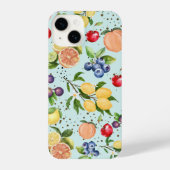 Kleurrijk modern fruitpatroon Blauw iPhone Hoesje (Achterkant)
